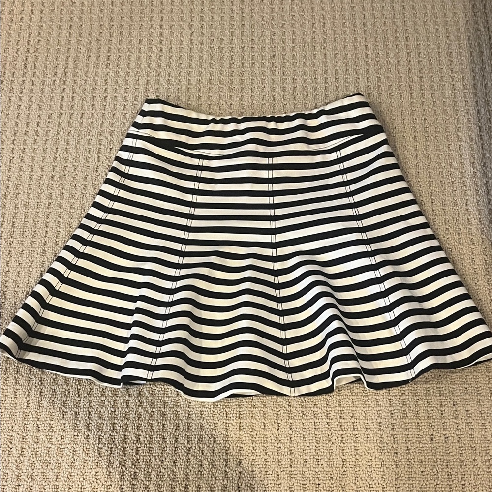 J. McLaughlin Black and White Striped Mini Skirt